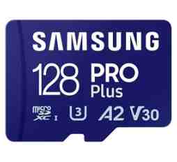 Slika izdelka: Spominska kartica Samsung PRO Plus micro SDXC, 128GB, 180MB/s, U3, V30, A2, UHS-I, z SD adapterjem