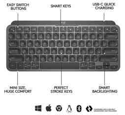 Slika izdelka: Logitech tipkovnica MX Keys Mini, grafitna barva, SLO g. 