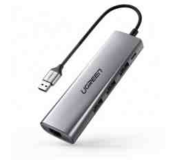 Slika izdelka: Priklopna postaja USB-A => 3x USB 3.0 tip A 1x RJ45 1x micro USB PD Ugreen CM266 (60812)
