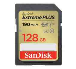 Slika izdelka: SDXC SANDISK 128GB EXTREME PLUS, 190/90MB/s, UHS-I, C10, U3, V30