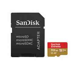 Slika izdelka: SDXC SANDISK MICRO 512GB EXTREME, 190/130MB/s, A2, UHS-I, U3, V30, C10, adapter