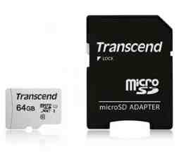 Slika izdelka: SDXC TRANSCEND MICRO 64GB 300S, 95/45MB/s, C10, UHS-I Speed Class 3 (U3), adapter
