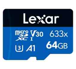 Slika izdelka: Spominska kartica Lexar High-Performance 633x, micro SDXC, 64GB, 100MB/s, U3, V30, A1, UHS-I