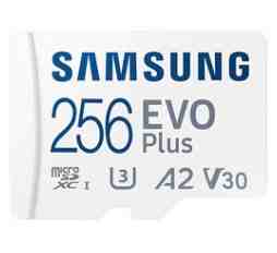 Slika izdelka: Spominska kartica Samsung EVO Plus, micro SDXC, 256GB, U3, V30, A2, UHS-I, z SD adapterjem