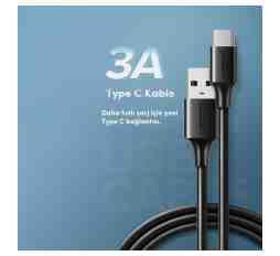 Slika izdelka: UGREEN USB-A 2.0 na USB-C kabel 3m (črn) - polybag