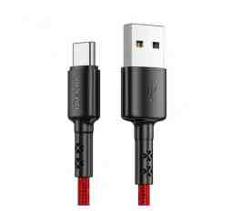Slika izdelka: Kabel USB-C => USB-A 2.0 tekstil ovoj 1,20m 3A Vipfan X02 – rdeč (X02TC)